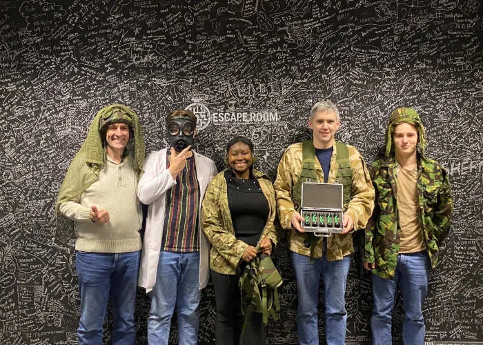 Group of players who successfully completed Contagion escape room in Derby at The Escape Room Guys